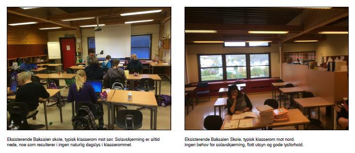 Baksalen skole, Hammerfest Klasserom med vinduer mot sør Fotoene tatt på