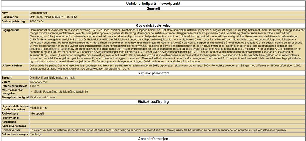 NGUs sine database om ustabile fjellsider