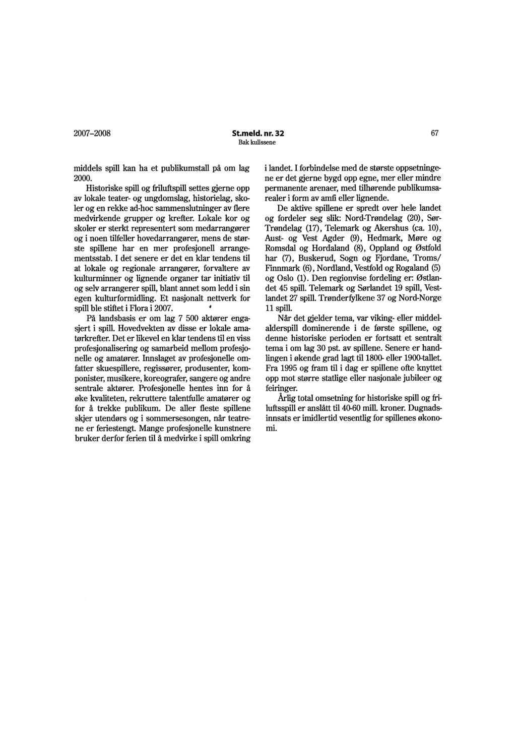 2007 2008 St.meld. nr. 32 67 middels spill kan ha et publikumstall på om lag 2000.