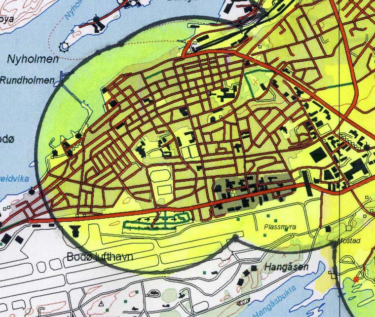 VEDLEGG 3: TRYGGE SONER Kartene på de neste sidene viser de trygge sonene i en radius av 1 km rundt skolene. Det må presiseres at 1 km er satt som en generell grense, men her må man bruke skjønn.