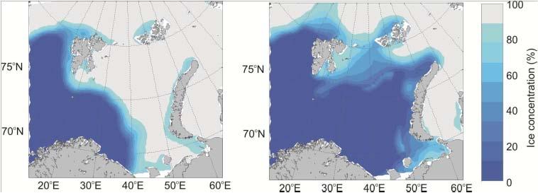 varme atlanterhavsvannet som kommer inn i Barentshavet fra nord kan komme til å true isdekket. Dette fordi atlanterhavsvannet ikke bare er varmt, det er også veldig salt.