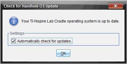 Hvis operativsystemet er oppdatert, viser dialogboksen Se etter OS-oppdateringer for labenheten at operativsystemet på labenheten er oppdatert.