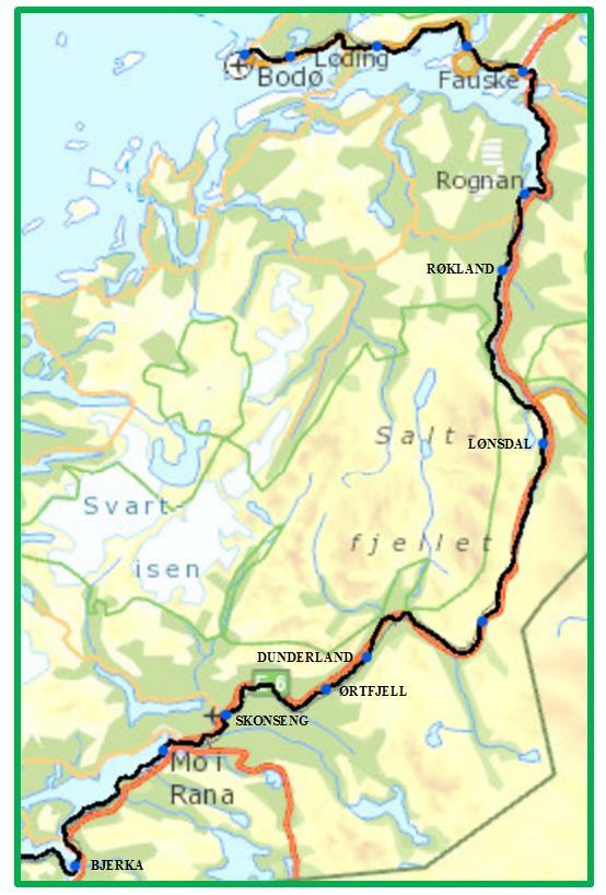 468,680) Figur 3: Kart Nordlandsbanen