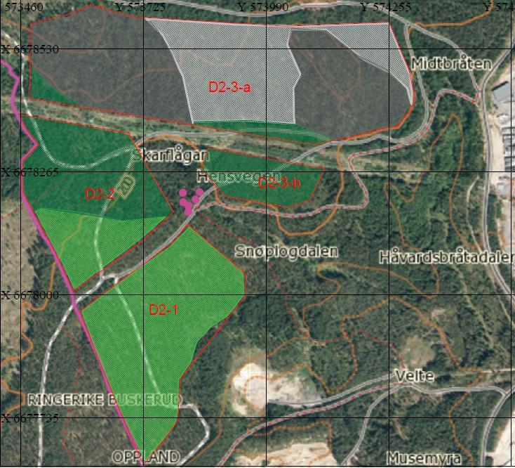 Nærmere beskrivelse av vegetasjonstyper og utforminger: Hovedvegetasjonstypen er A med variantene A1 lavskog, A2 bærlyngskog, A4 blåbærskog, A5 småbregneskog, A6 knausskog A7 Grasdominert fattigskog