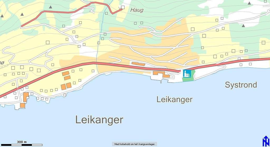 Planområdet, eksisterande tilhøve: Planområdet: I oppstartvarselet vart eit større område vurdert, sjå kartutsnitt under: Gamle sjukeheimen er plassert midt kartet.