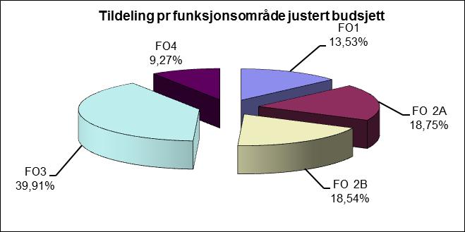 3.1 Sammenligning av forbruk og tildelt budsjett inklusive eksterne justeringer i 2014 pr. funksjonsområde: Tildelt bud. Funkomr Funksjonsområde Forbruk Ink.