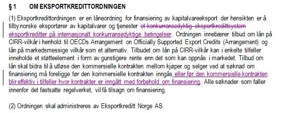 Norge akseptert å gi finansieringstilbud. Finansiering vurderes som utløsende for kontrakten fordi kontrakten kanselleres hvis finansiering ikke kommer på plass.
