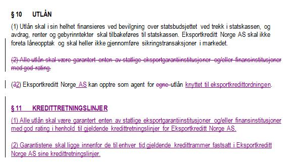 Dette er en blanding både av finansieringen av virksomheten og av hva slags garantier / sikkerhet Eksportkreditt Norge krever for å gi lån.