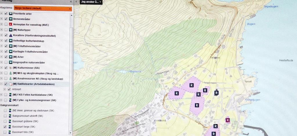 [6] FORVARSLING AV REGULERINGSARBEID B5 PÅ TEIGE, NERLANDSØYA c: Friluftsliv Området ligg tett opp til skogkanten med fri utmark (felleseige) i ryggen.