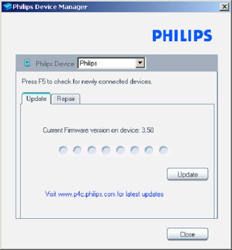 Installer Philips Device Manager fra CDen som følger med, eller last ned den nyeste versjonen fra www.philips.com/support. 5.