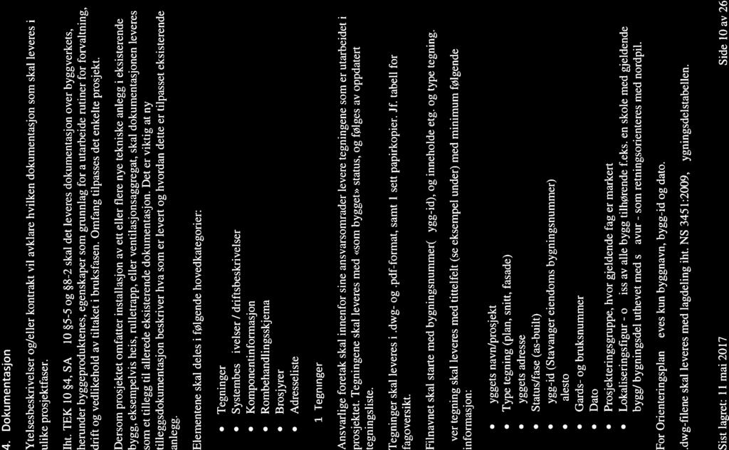 omriss som Sta tuiei eiendtnn 4. Dokumentasjon Ytelsesbeskrivelser og/eller kontrakt vil avklare hvilken dokumentasjon som skal leveres i ulike prosjektfaser. Iht.