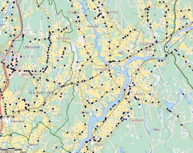 Trafikksikkerhetsplan for Nes kommune 2013-2017 Figur 4 Stoppesteder for buss i Nes kommune. Kilde: Ruter. 2.7 Trafikktall/trafikkutvikling De viktigste vegstrekningene i Nes kommune omfatter E16 og Fv177, 175 og 173.