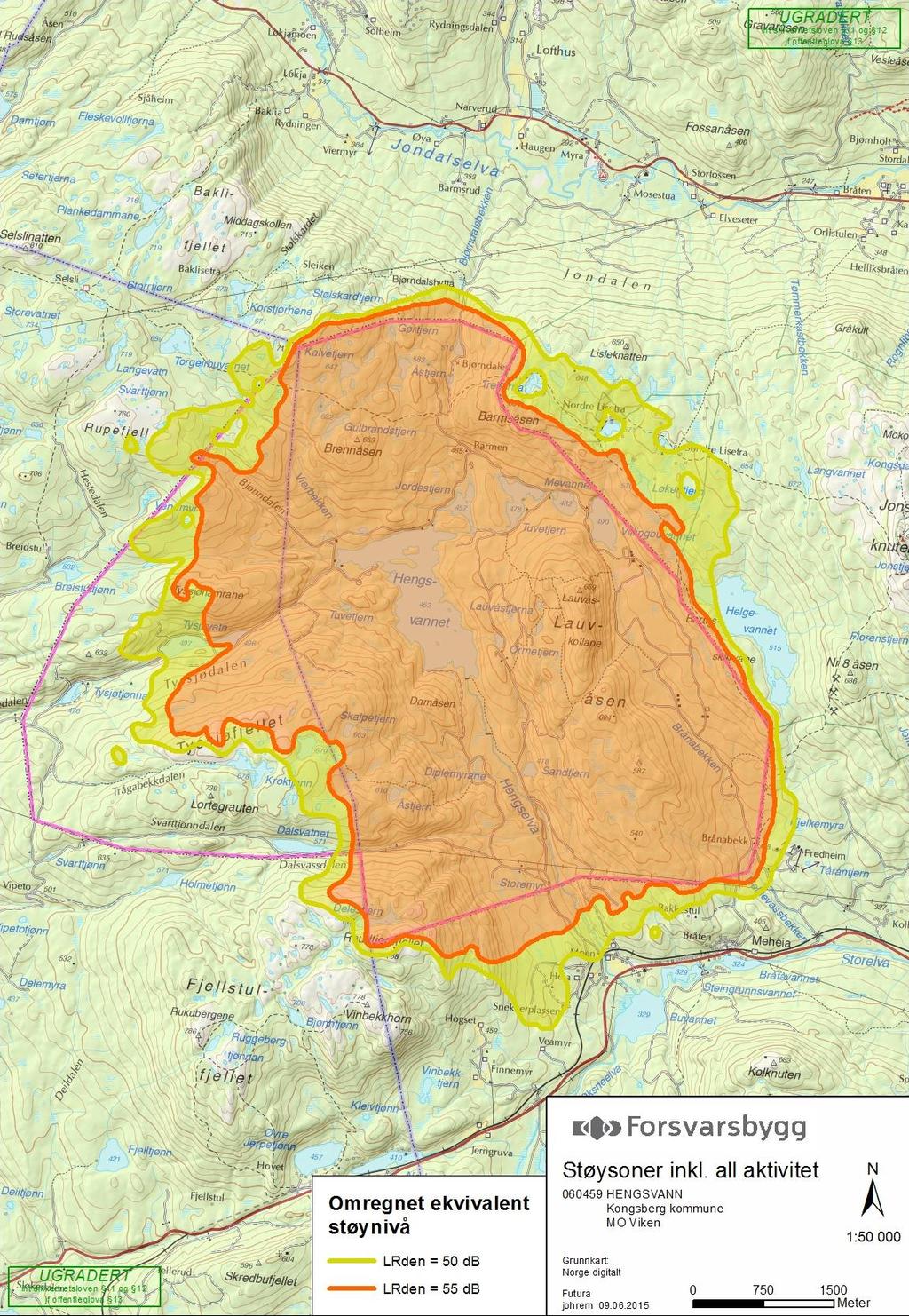 Figur 4: Støysoner for omregnet