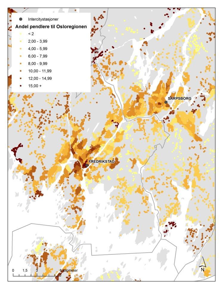 Også for Vestfoldbanen gjentas det samme bildet, med avtagende