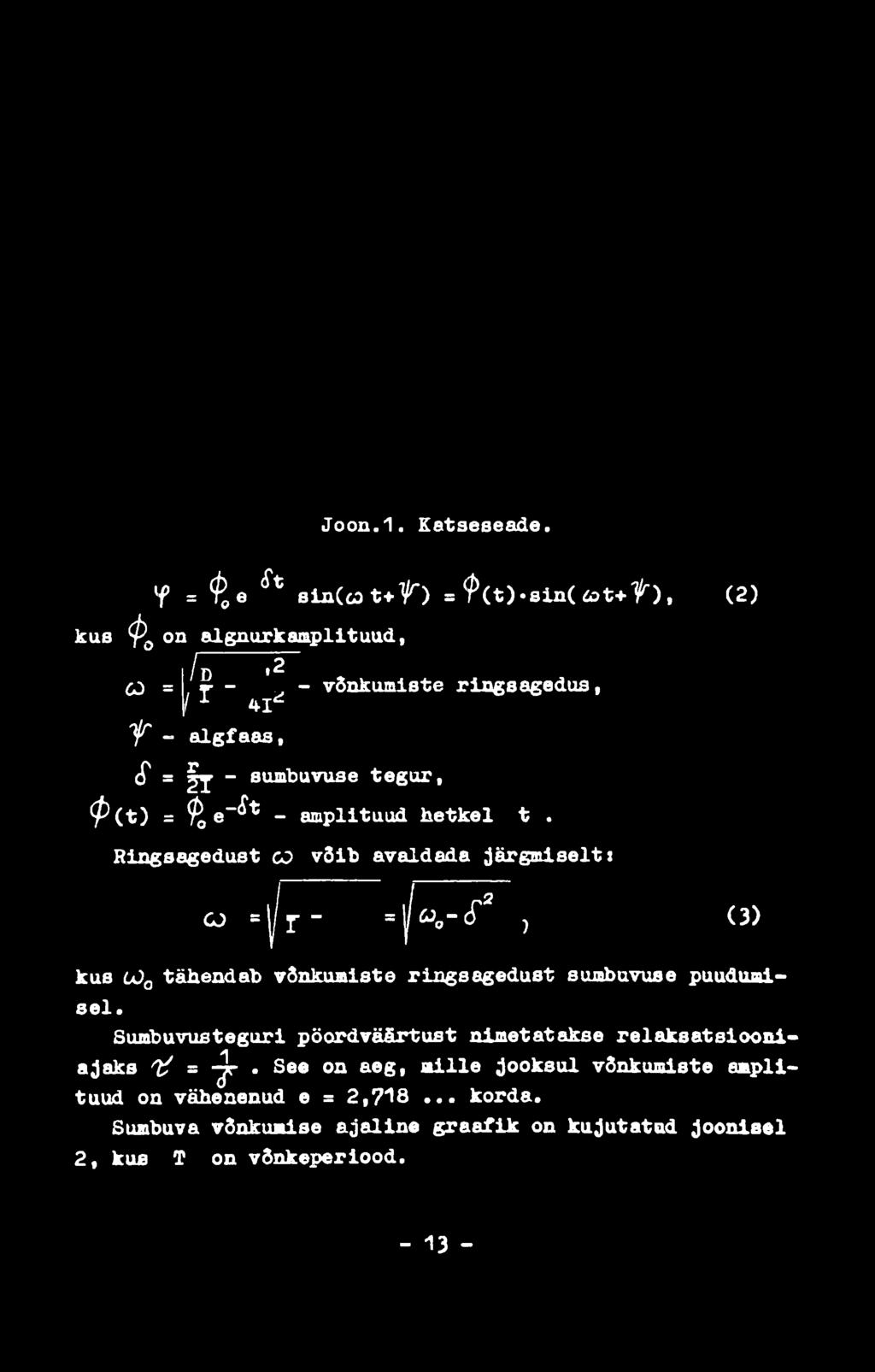 sumbuvuse tegur, ^(t) = ^ e-^ - amplituud hetkel t. Ringsagedust со vsib avaldada järgmiselt: w = /r - iju.