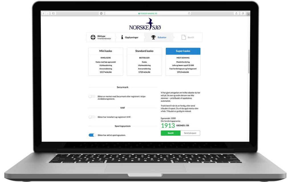 LIEN, HAVARISJEF Vi jobber for at du skal få et tryggere og rimeligere båtliv, med å presse markedet til å holde prisene nede. Norske Sjø har i dag en premiekalkulator som ligger åpen på www.