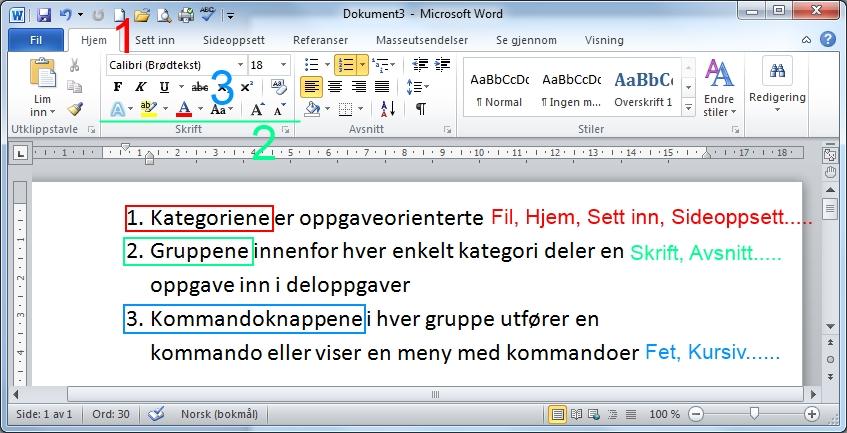 Båndet i Word 2010 Microsoft Word Microsoft Word er et av de mest brukte tekstbehandlingsprogrammene i Norge.