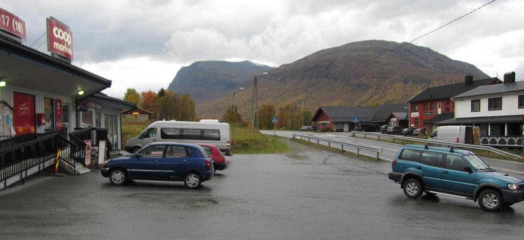 Delområdet ligger i enden av det avlange og store landskapsrommet dannet av de høye fjellene. Delområdet ligger på en høyde og «faller» ned mot elvelandskapet som ligger på nivå med fjorden.