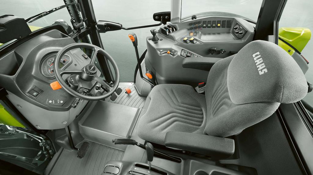 Mer komfort større produktivitet. Komfort Med ELIOS 200 modellene har CLAAS kommet med et moderne, ergonomisk førerhus som møter alle dagens krav på de 4-sylindrede traktorene i kompaktklassen.