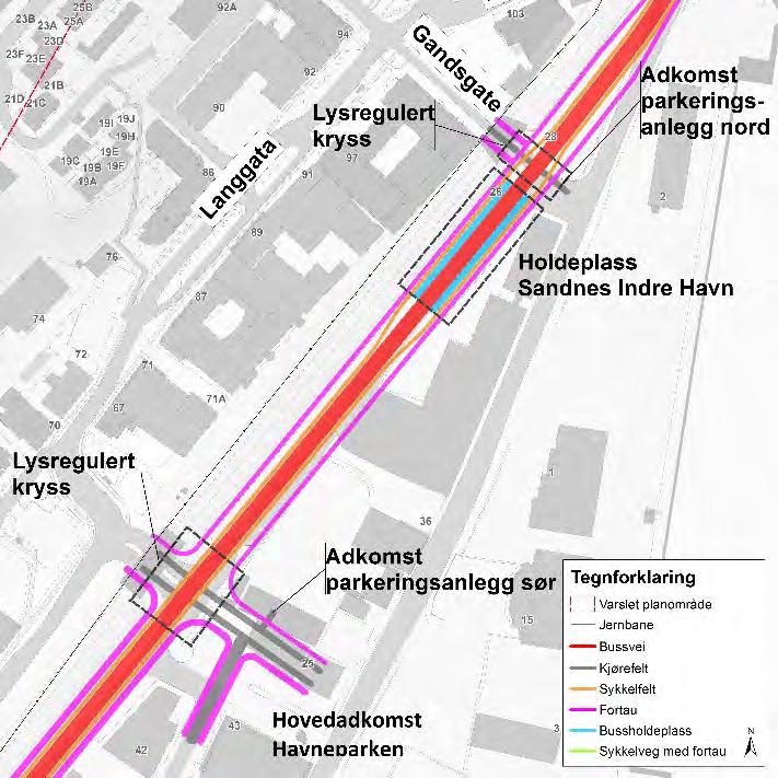 Prinsippene er ivaretatt i forprosjektet, men Statens vegvesen ønsker å også vise trasé for gående og syklene. Sykkelvegene følger bussveitraséen over plassen.