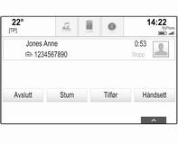 208 Infotainmentsystem For å besvare et anrop velges Svar i meldingen. Avvise en telefonsamtale For å avvise et anrop, velg Ignorer i meldingen.