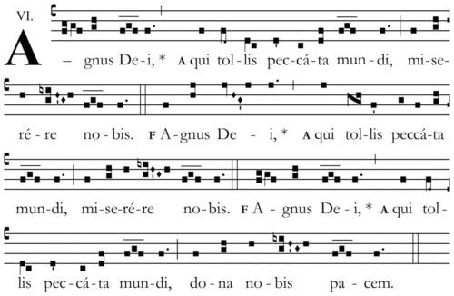 Agnus Dei - Messe 8 Presten: Se Guds lam, se ham som tar bort verdens synder. Salige er de som er kalt til Herrens bord.