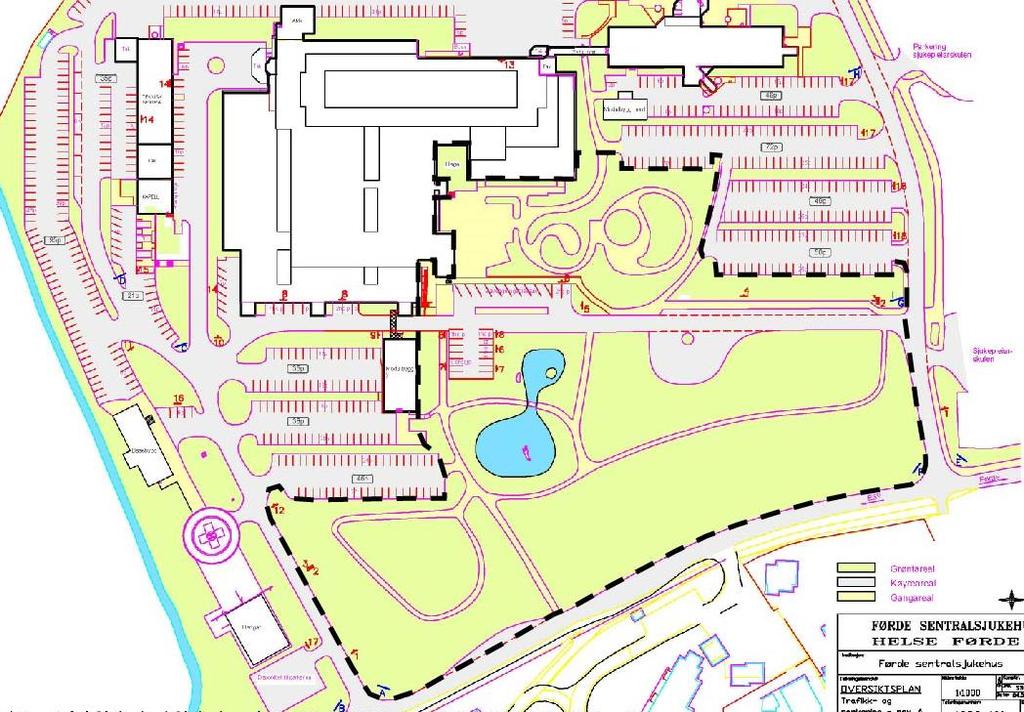 Delområde D: «Rehabiliteringsrommet» Delområde E: Forplass til hovudinngangen Delområde F: Japansk hage på utsida av vestibyle Det må etablerast eit meir varig skjermingsbelte mot Vievegen.