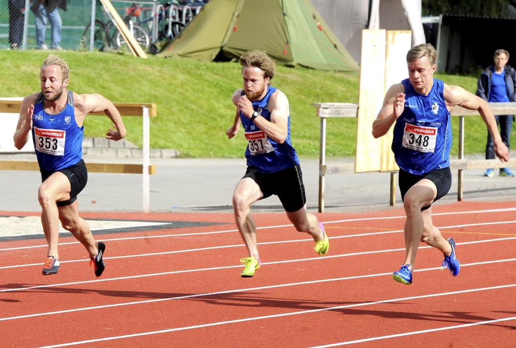 Lillehammer Idrettsforenings sterke sprinttrio i aksjon under Veidekkelekene. Fra venstre Michael Rosenberg, Tormod Hjortnæs Larsen og Håkon Morken. De dominerte på sprinten.