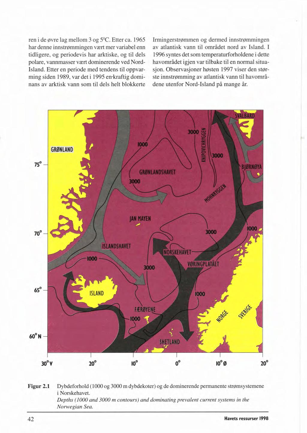 ren i de øvre lag mellom 3 og 5OC. Etter ca. 1965 Irmingerstrømmen og dermed innstmrnmingen har denne innstrømmingen vært mer variabel enn av atlantisk vann til området nord av Island.