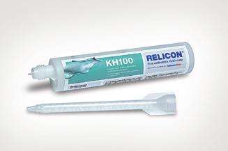 Gel-teknologi To-komponent gel RELICON KH 100 RELICON KH 100 er en transparent saltvannsresistent fleksibel tokomponent gel, som kan fjernes. Den er basert på harpiks, og leveres i standard patroner.