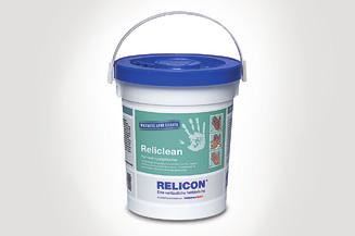 Tilbehør Rengjøringsservietter RELICON Reliclean RELICON Reliclean er en antibakteriell avfettende våtserviett for håndrengjøring.