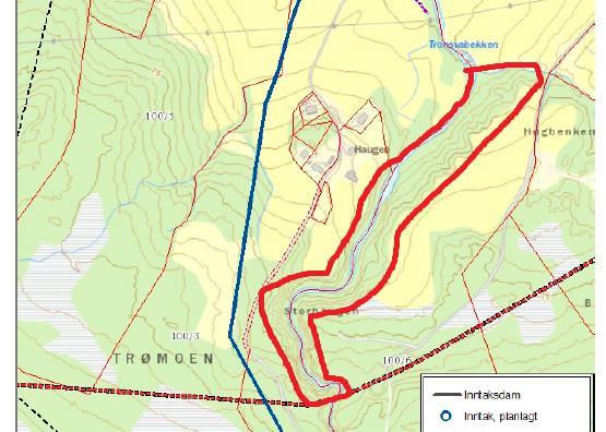 Side 2 Naturvernforbundet har no gått elvestrengen for heile området innringa med raudt. Ved regulering av eit vassdrag vil ein av hovudverknadene vere at det vil gå mindre vatn i elva.