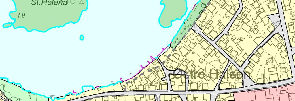 Byggeområde for småbåthavner: Byggegrensen er lagt rundt småbåthavnene, dvs. at småbåthavnene er innenfor byggegrensen.