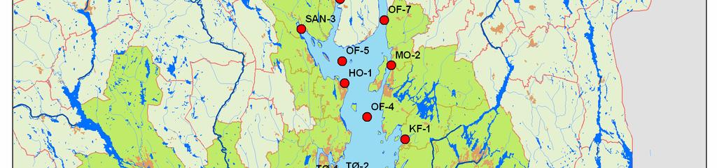 Stasjonene som ligger i ulike sidefjorder og tettere mot land har vi definert som randsone stasjoner.