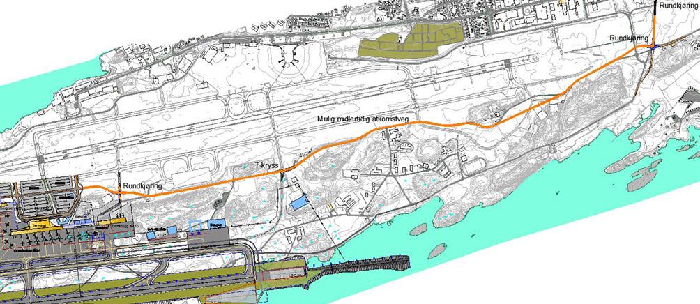 KOSTNADER OG GJENNOMFØRINGSPLAN NY LUFTHAVN BODØ 25 10.3.4 Atkomstveger, omlegging av veger Under utbyggingen av ny lufthavn skal eksisterende Bodø lufthavn fungere uten driftsforstyrrelser.