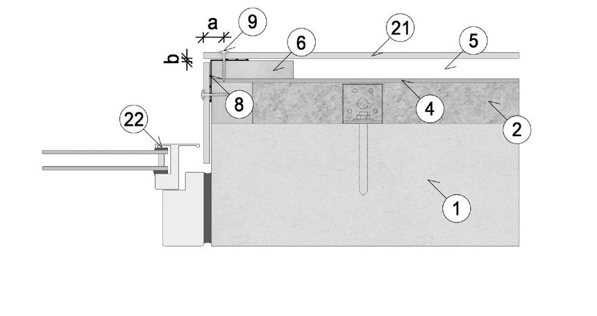 Horisontal snitt vindu (Utsparing til vindu - maks 200 mm uten ventilasjon) 1 3 Bærende vegg 3