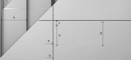 lekteavstand Maks skrueavstand Avstand til platekant Avstand fra hjørner k mm h, g mm a mm c mm k mm h, g mm a mm c mm 400-600** 350-600** 25-150 100-150* 400-600** 350-600** 25-150 100-150*