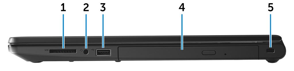 1 Strømadapterport Koble en strømadapter for å gi strøm til datamaskinen og lade batteriet.