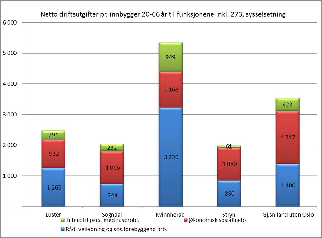 Av diagrammet ser vi hvor stor andel de ulike funksjonene utgjør av netto driftsutgifter.