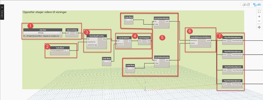 Etasje-script Dette scriptet, som nevnt tidligere, tar for seg det å lage etasjer etter et excel ark som jeg har satt sammen etter etasjeoppsettet.