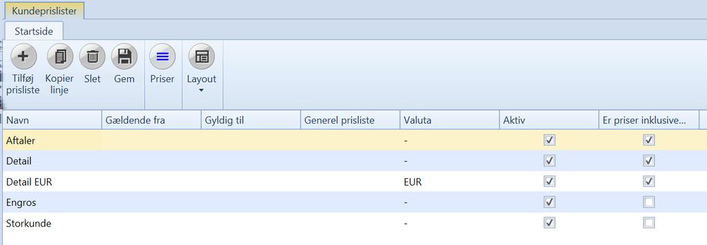 Dermed kan du administrere hele varekartoteket med priser i valuta.