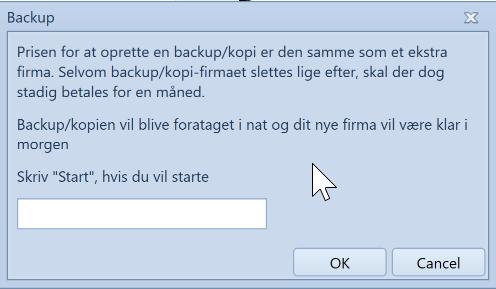 Backup Her kan det tas en komplett backup / kopi av virksomhetens data internt i Uniconta Email til Fysiske bilag. Mailadresse til bilag, som skal vedlegges posteringer.