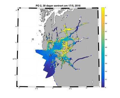 som beregnet med den hydrodynamiske spredningsmodellen for lakselus.