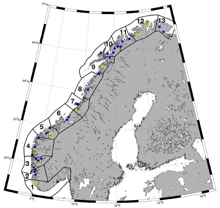 Figur 1: NALO-posisjoner 2015 (gul) og