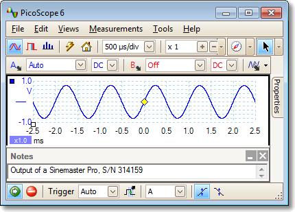 48 Menyer Et felt for Merknader kan vises nederst i PicoScope-skjermbildet.