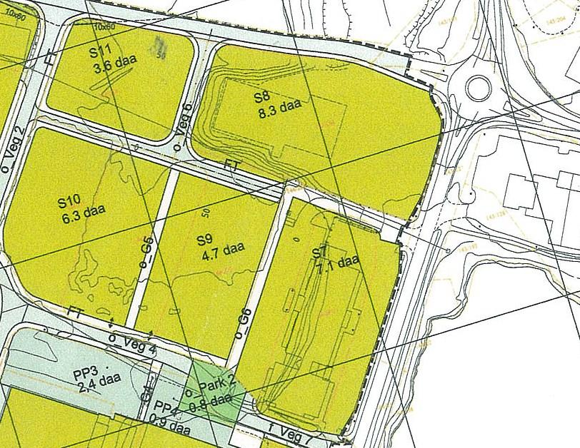 trafikkantar og fortau, bør fortau på høgre sida av innkøyrsel førast videre rundt svingradius vist på vedlagt kart. Utdrag av reg.