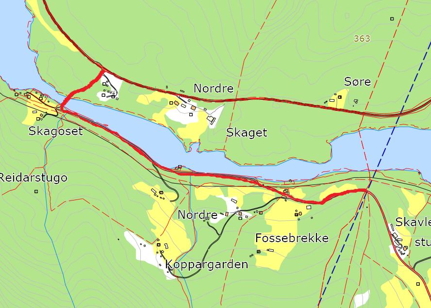 130. Kallerudvegen FV109 fra Rollag grense til Skaget Navneforslag: KALLERUDVEGEN Rollag kommune