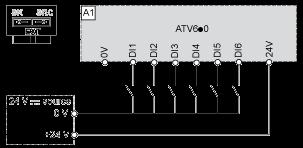 Switch Set to SK (Sink) Position Using the Output Power Supply for the Digital Inputs Switch Set to