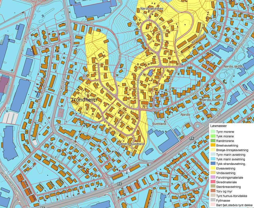 3 Sør og nord i området har Trondheim kommune gjort grunnundersøkelser som er oppsummert i rapportene: R.699 Bakkelund aldersheim Trondheim kommune (1986) R.