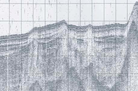GU 0201018 25 ms twt Figur 16. Utsnitt av seismisk profil 0201018 (boomer) (jmf.